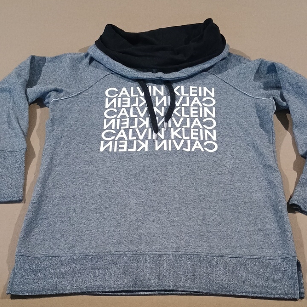 Calvin Klein Heather Gray Sweatshirt with Black Turtle Neck